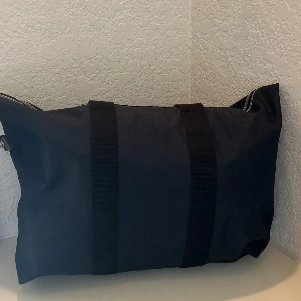 Dunhill Carry On Travel Bag Black Canvas Leather Trim Minimalist Weekender Tote